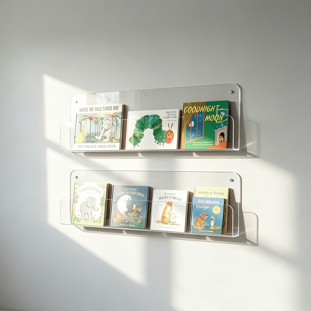 Clear Acrylic Wall Mounted Kids Book Shelf