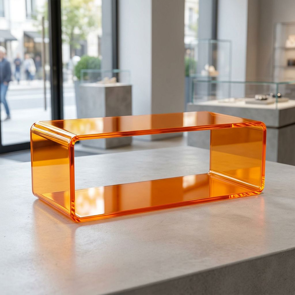 Amber Orange Rounded Corner Hollow Acrylic Display Stand