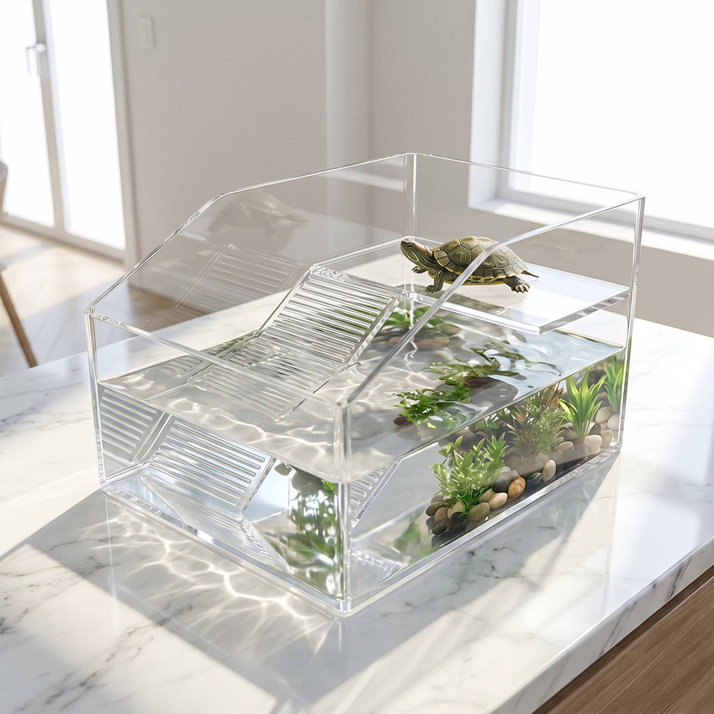 Acrylic Turtle Tank with Basking Ramp.