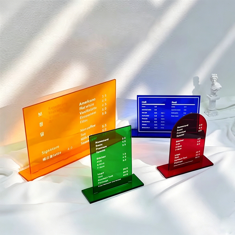 Colored Acrylic Price List Sign Holders.