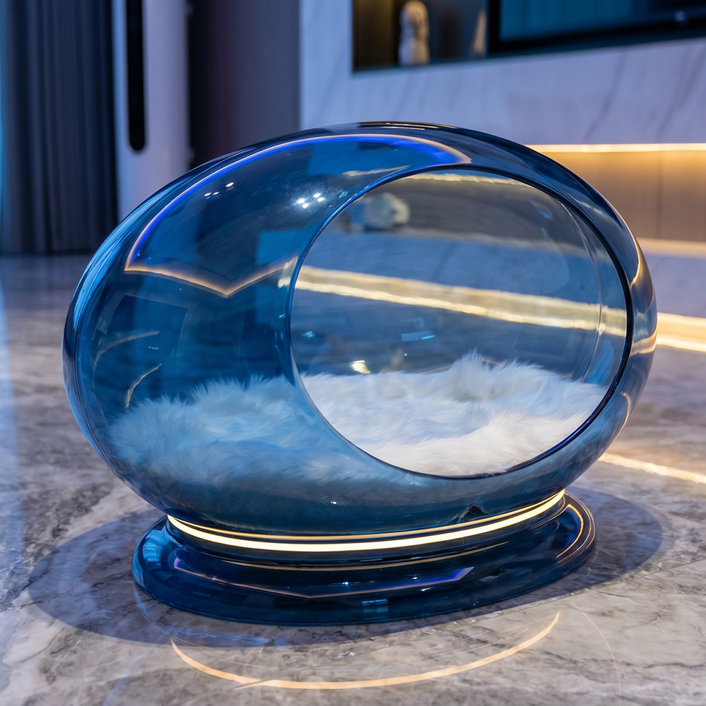 Dark Blue Bubble Acrylic Cat House.