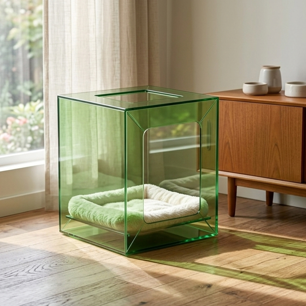 Green Cube Acrylic Cat House