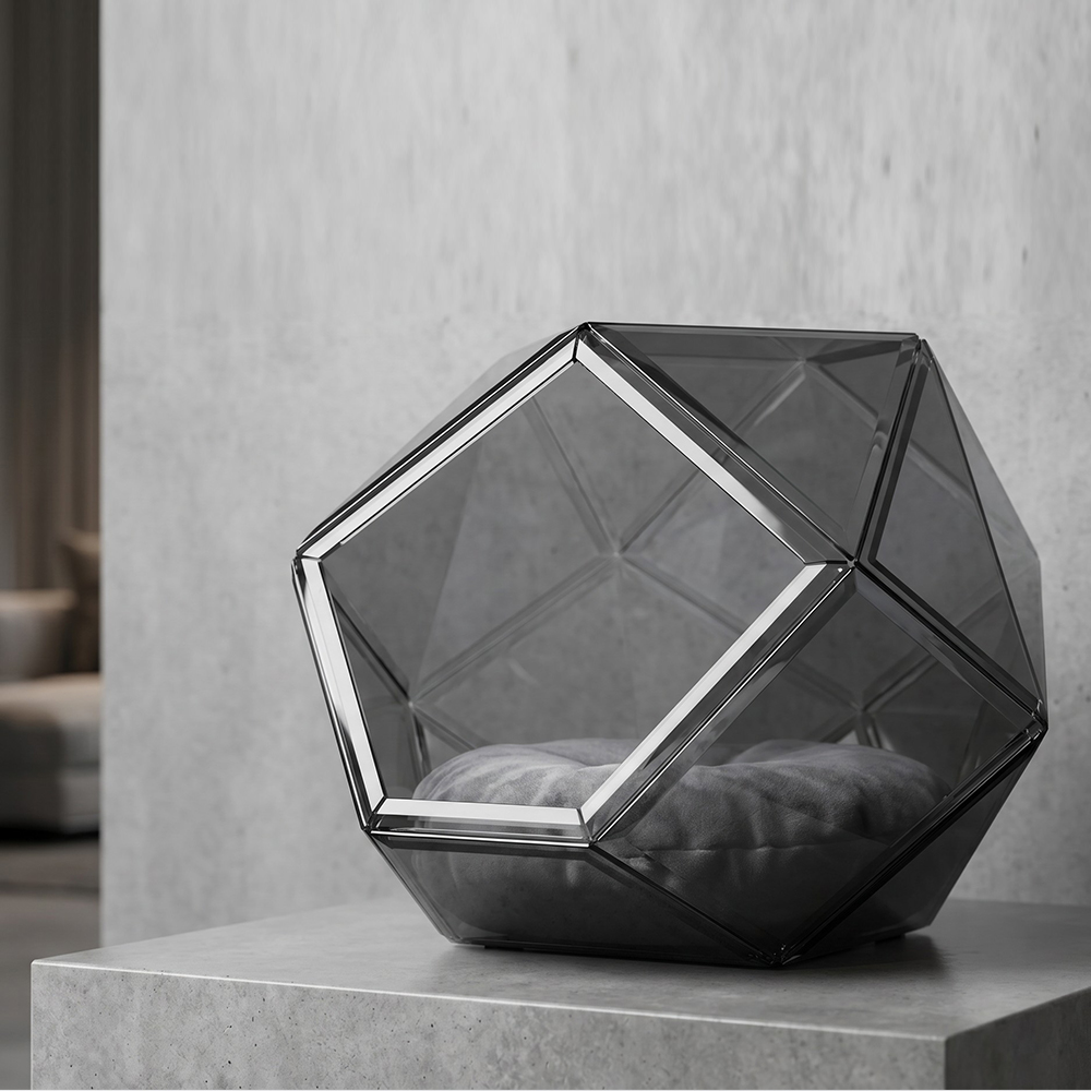 Smoky Dodecahedron Acrylic Cat Pod.