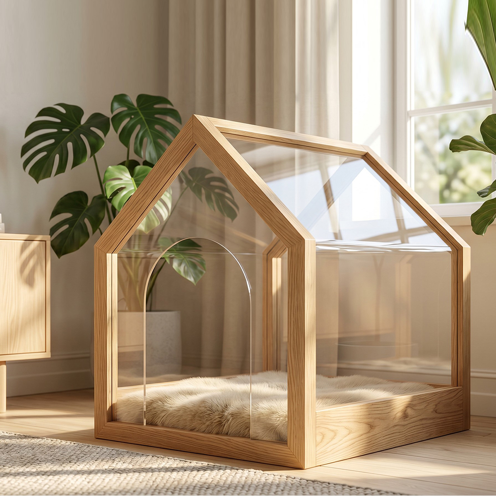 Wood Frame Acrylic House Cat Bed.