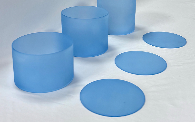 Custom Frosted Blue Acrylic Cylinders, Specialized CNC Turned Parts
