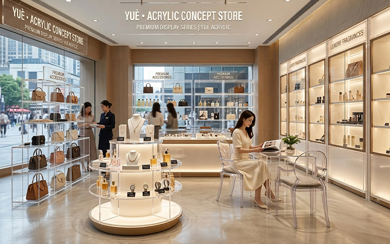 Luxury Cosmetics Concept Store with Bespoke Acrylic Display Fixtures, Turnkey Shopfitting