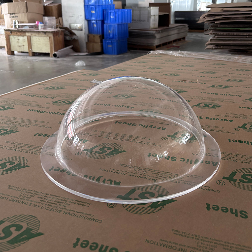 Optical-grade clear acrylic dome for industrial and display applications.