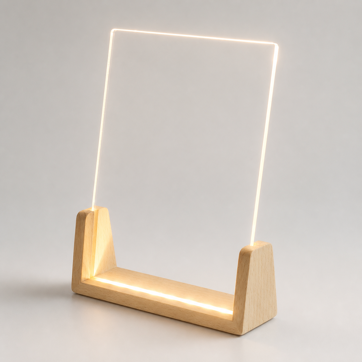 led wood base acrylic photo frame