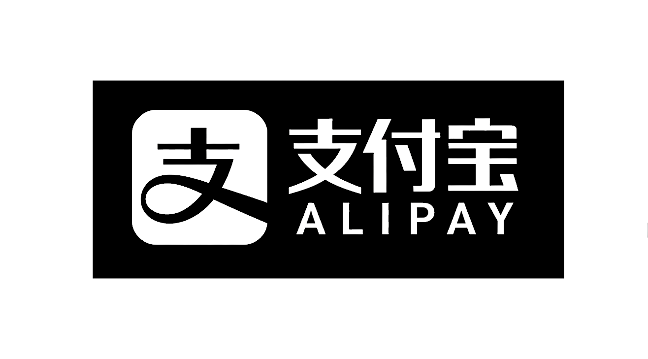 Alipay logo with Chinese and English lettering on a black background