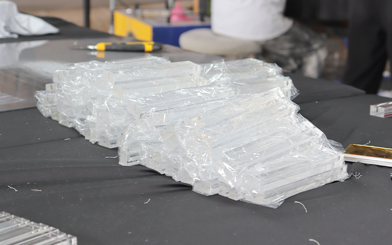 Clear Acrylic Parts Organized for Batch Assembly and Quality Control