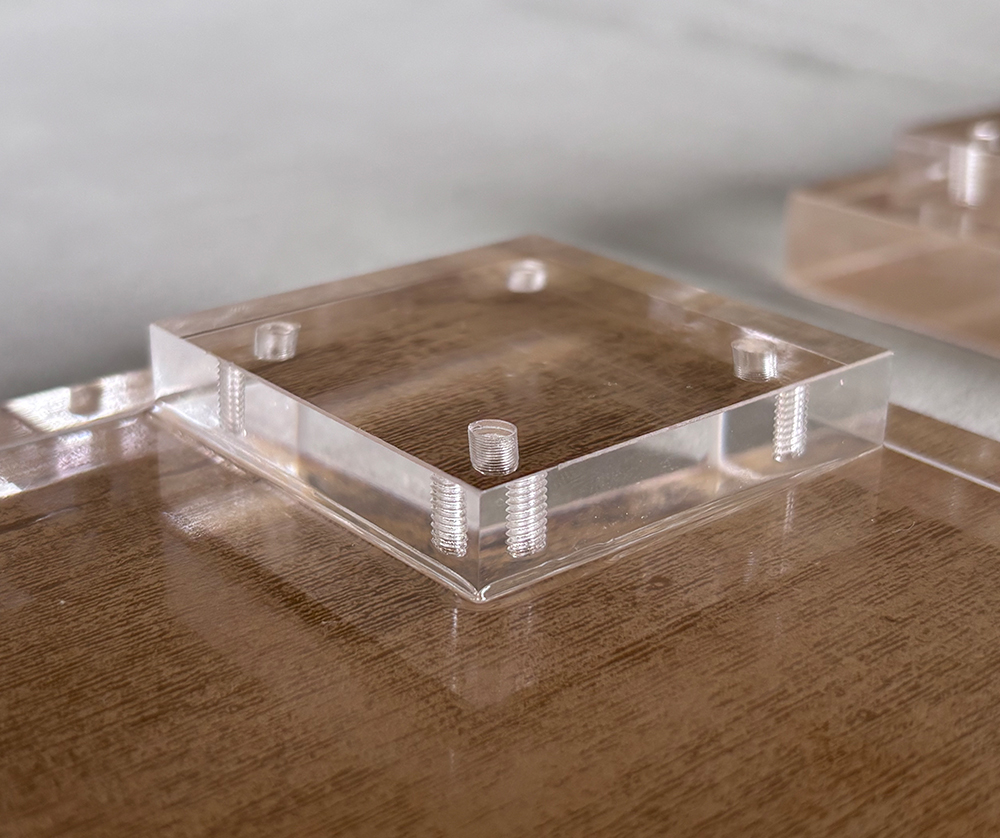 Clear Acrylic Tray with Threaded Posts and Screw-fastened Assembly