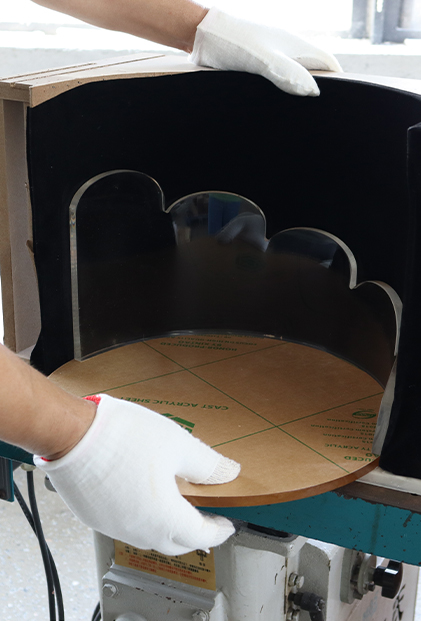 Custom Black Curved Acrylic Display Case Assembly for Retail Product Presentation