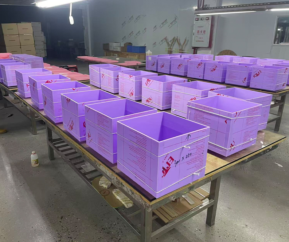 Custom Purple Acrylic Display Boxes with Protective Film for Bulk Production