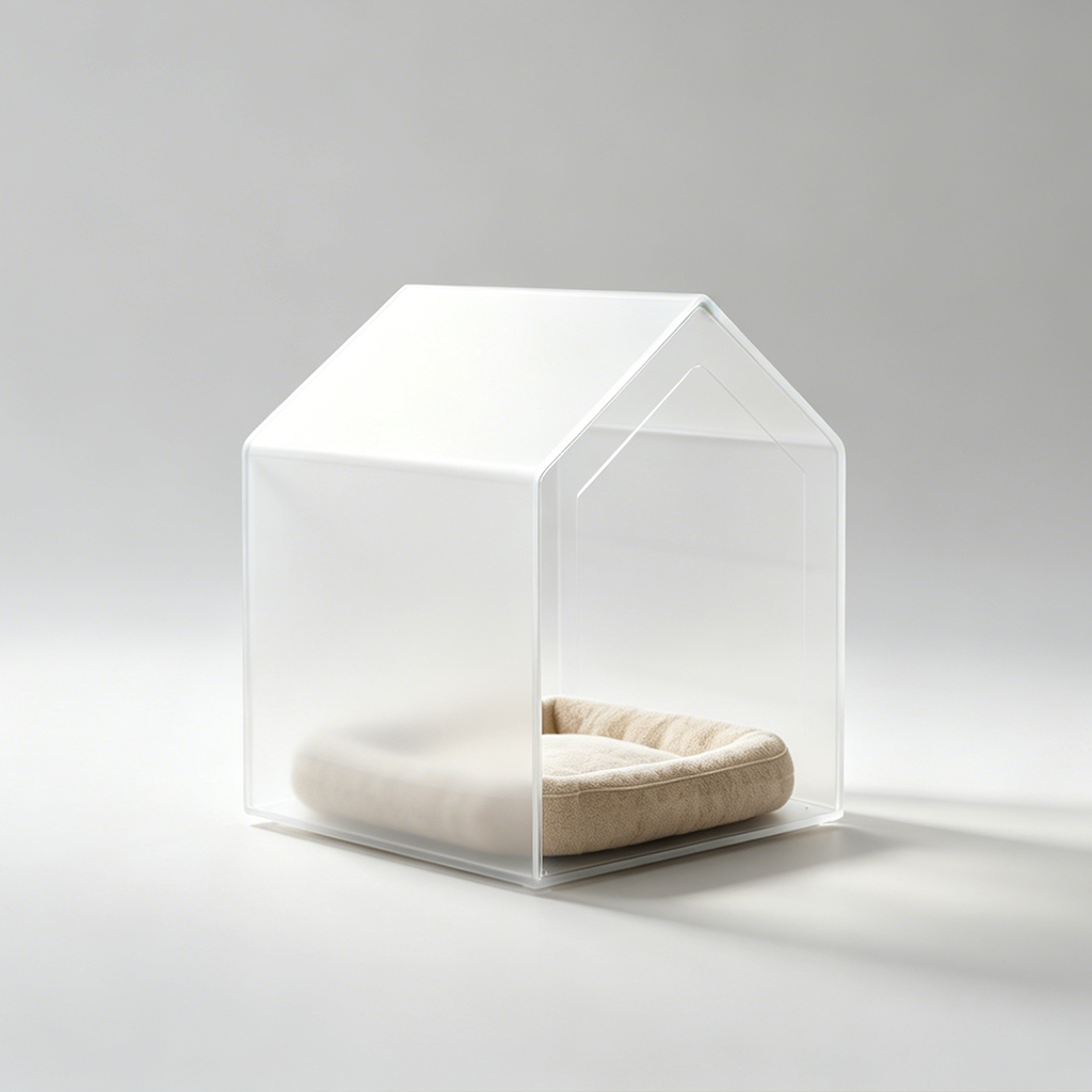 Frosted White House-shaped Acrylic Pet Nest, Contemporary Home Decor Style