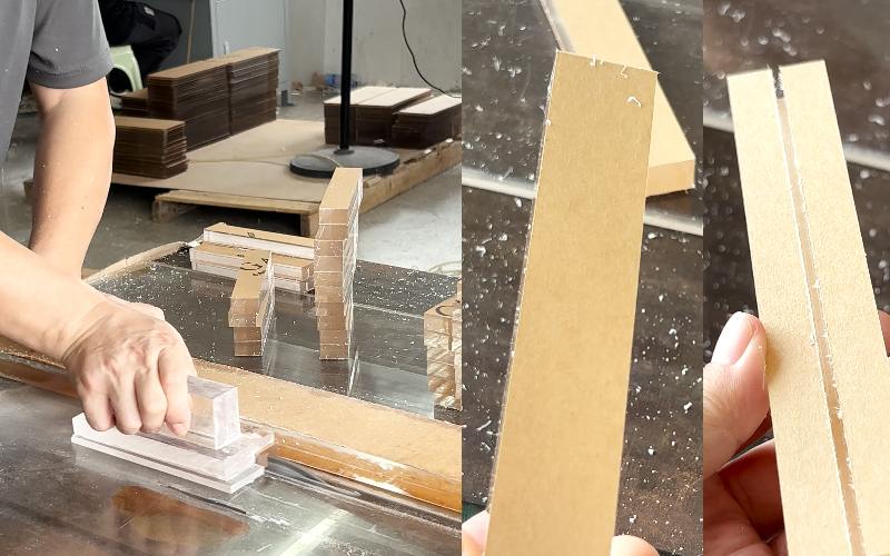 Manual Cutting and Finishing of Acrylic Components in a Fabrication Workshop