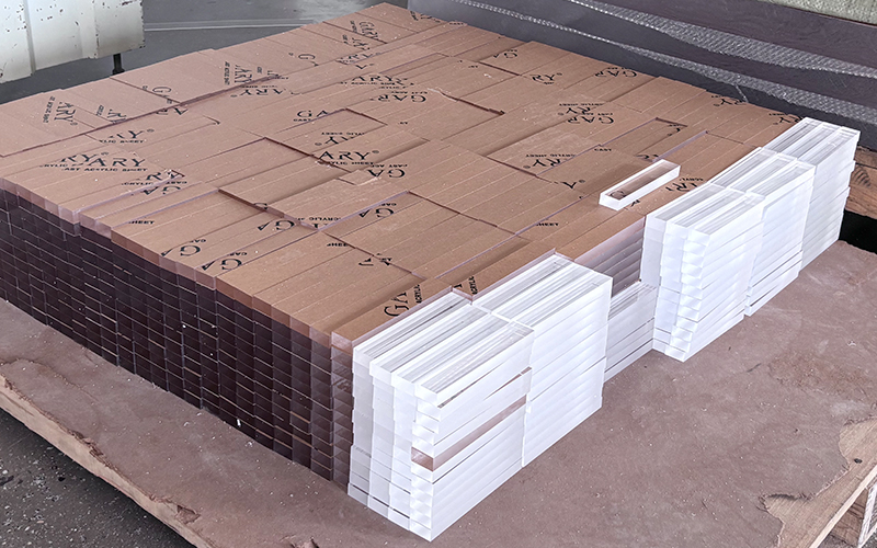 Marked Acrylic Sheet Layouts Prepared for Custom Cutting and Fabrication