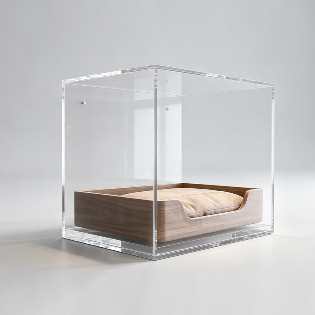 Pure Transparent Acrylic Pet Box, Heavy-gauge Seamless Design, Minimalist Decor