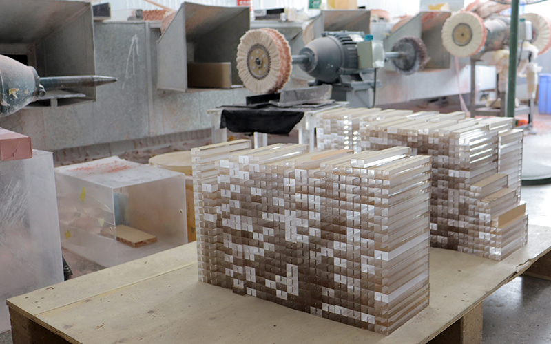 Stacked Clear Acrylic Blocks for Precision Manufacturing and Wholesale Orders