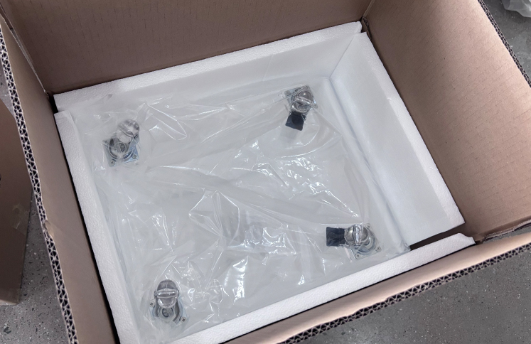 Acrylic furniture hardware packed with foam lining in export carton, safe packaging for wholesale international shipping