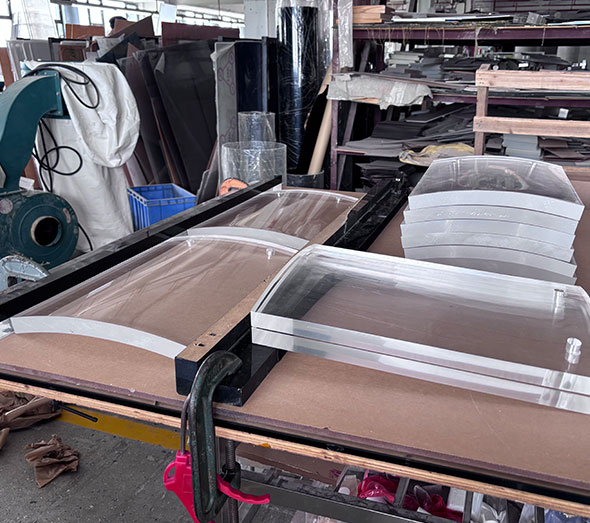 Acrylic furniture parts in factory production