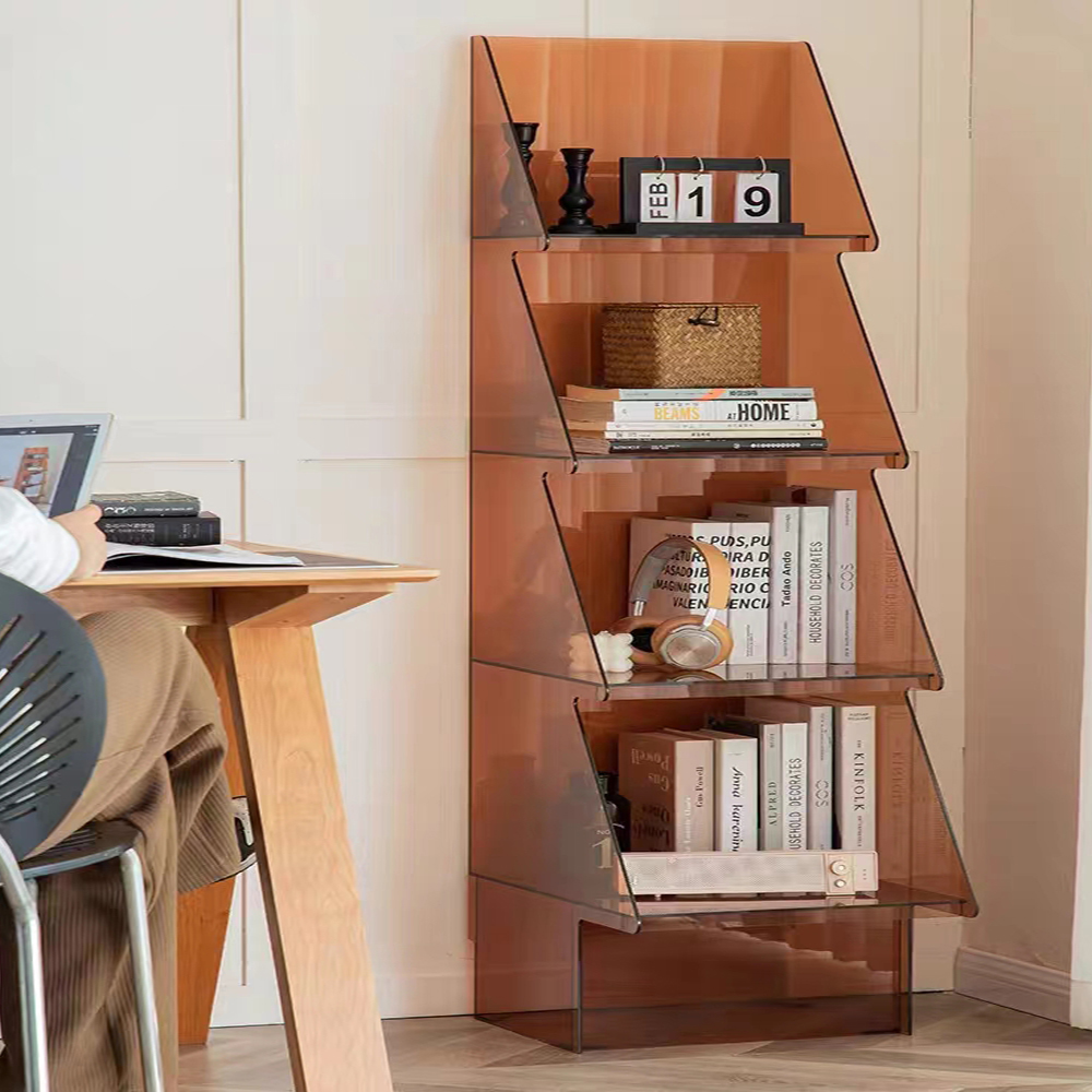 Amber acrylic bookshelf for custom home storage wholesale