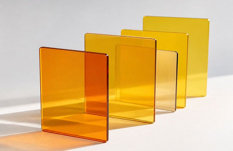 Amber acrylic room divider panels