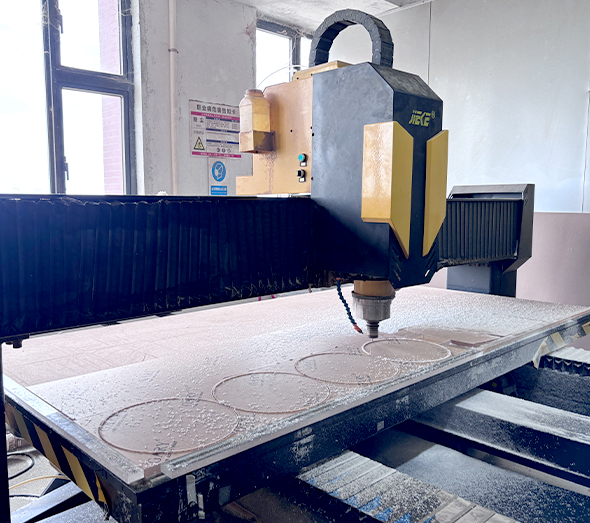 CNC router cutting acrylic sheets into custom shapes, precision fabrication for wholesale OEM