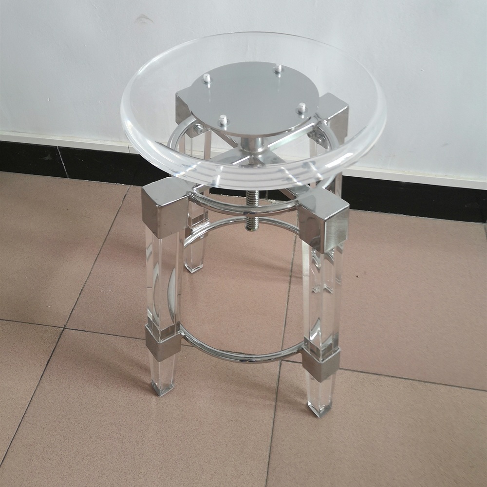 Clear acrylic adjustable round stool with chrome frame
