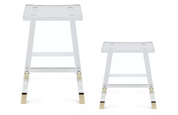 Clear acrylic backless bar stools with gold feet
