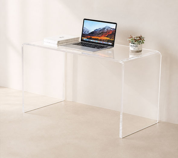 Clear acrylic desk with waterfall legs