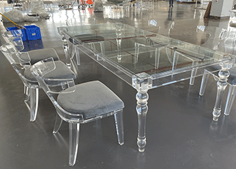 Clear acrylic dining table and chairs set
