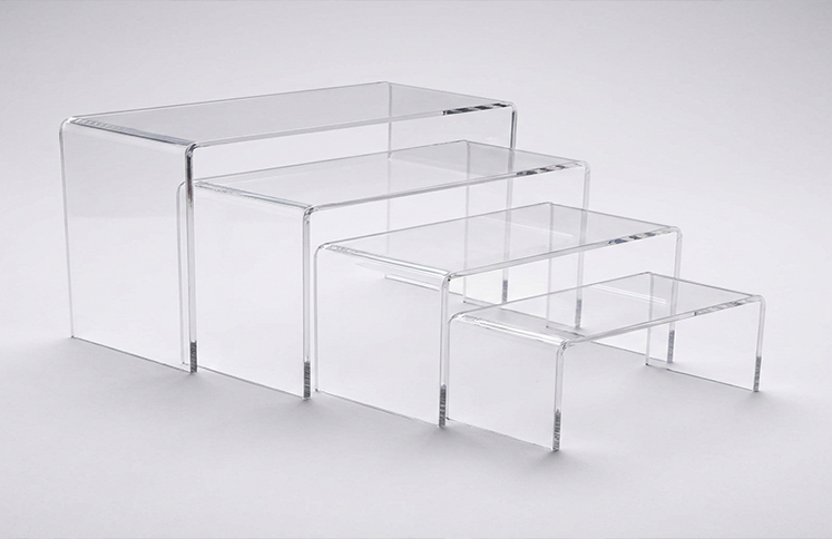 Clear acrylic display risers in custom sizes