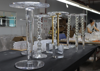 Clear acrylic display stands with decorative columns, factory wholesale OEM