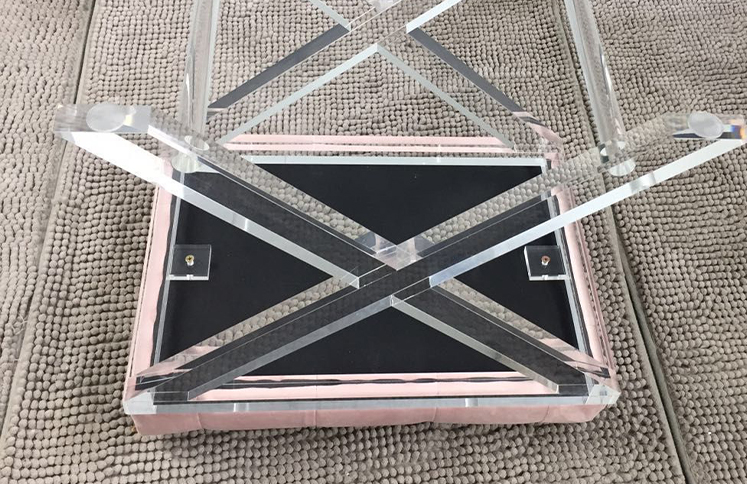 Clear-acrylic-folding-stool-frame-with-pink-seat-cushion