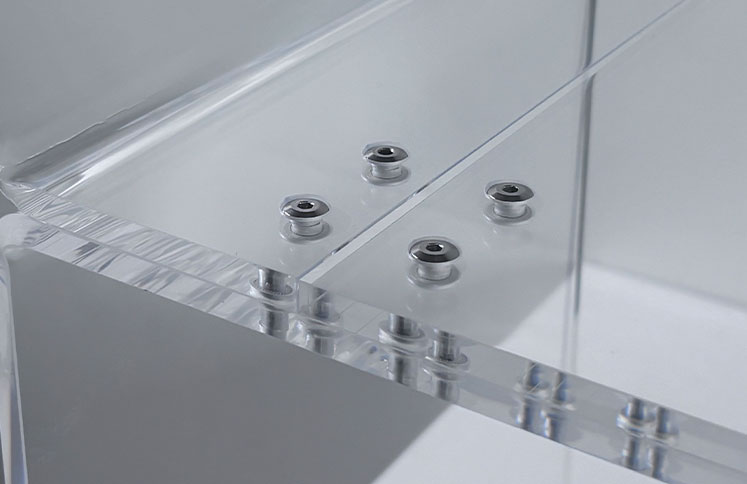 Clear acrylic panel connector detail