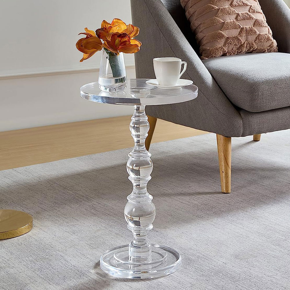 Clear acrylic pedestal side table