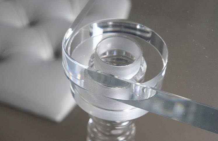 Clear acrylic tabletop connector detail