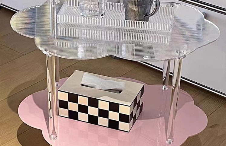 Cloud shaped acrylic two tier rolling side table