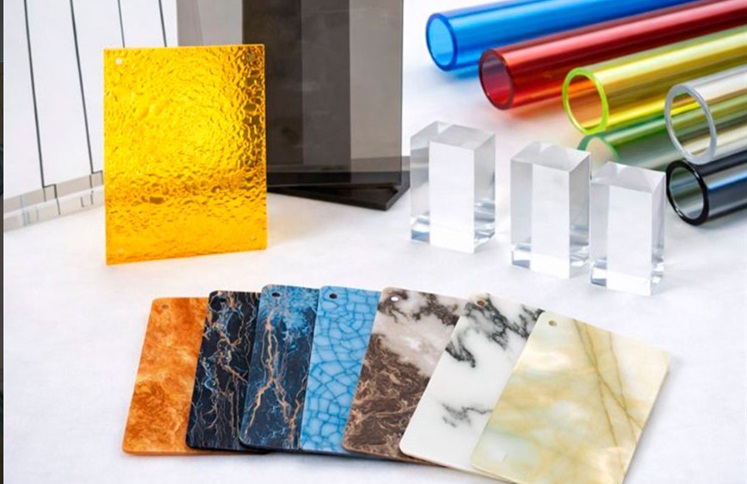 Colored acrylic sheet and tube material samples