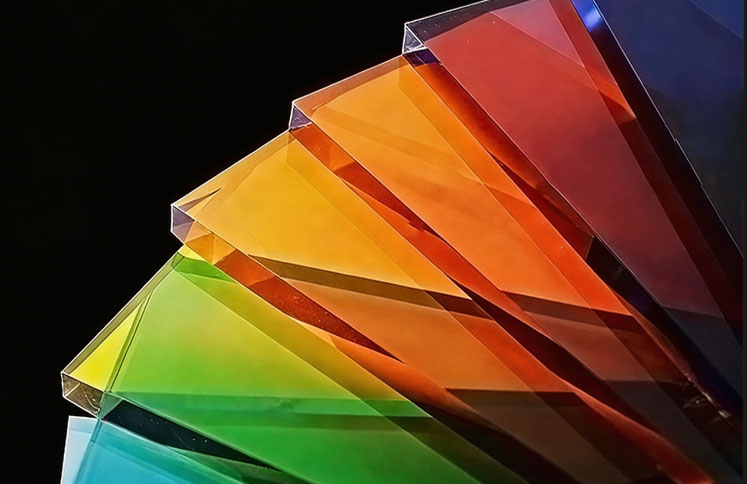 Colorful acrylic sheets in assorted translucent finishes