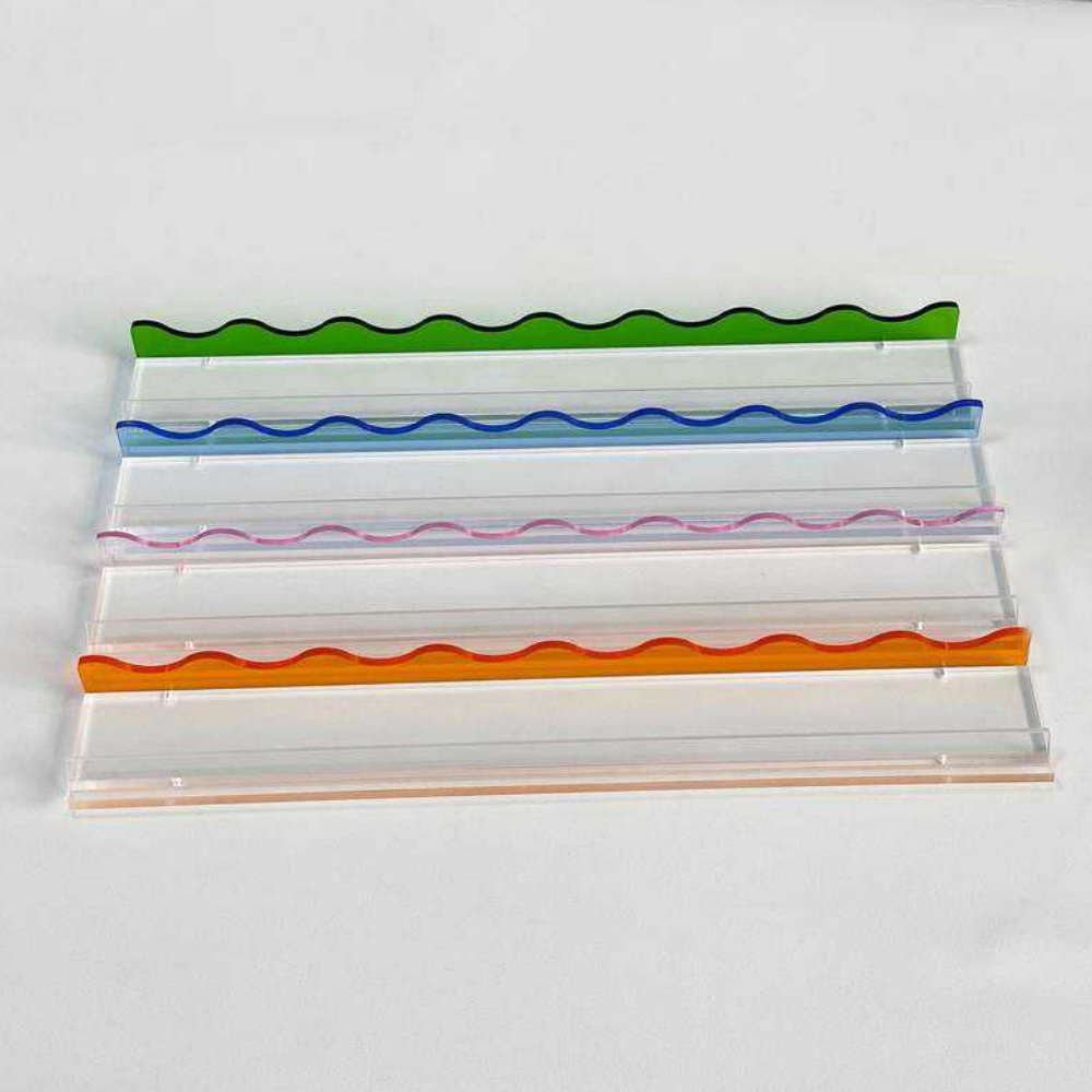 Colorful wavy acrylic mahjong racks with pushers
