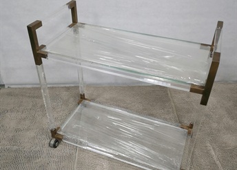 Gold metal and clear acrylic two tier service trolley