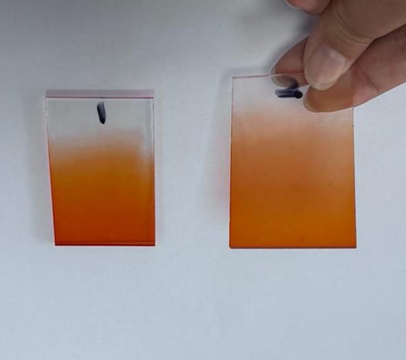 Gradient acrylic sheet samples for custom furniture manufacturing