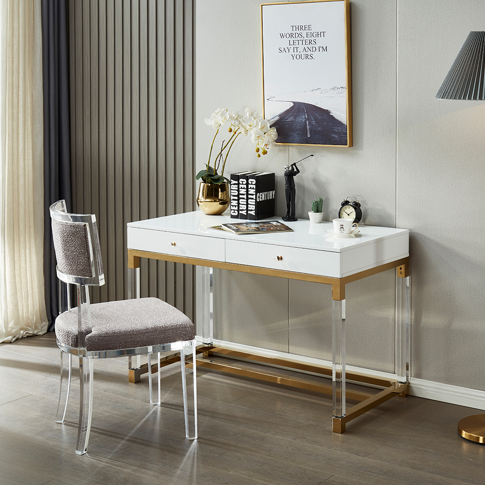 Luxury Acrylic & Gold Desk.