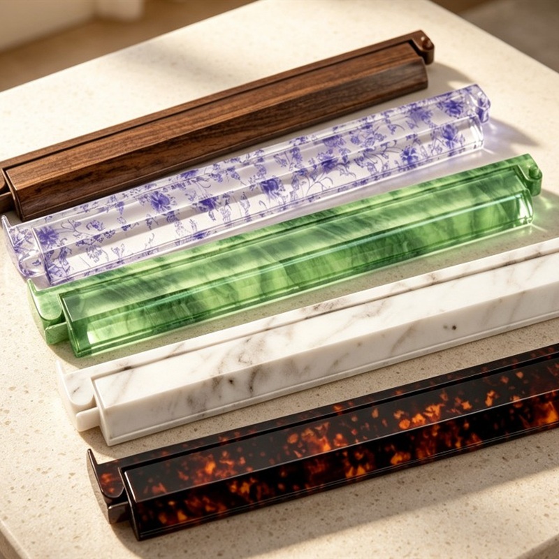 Luxury patterned acrylic mahjong tile racks in multiple styles
