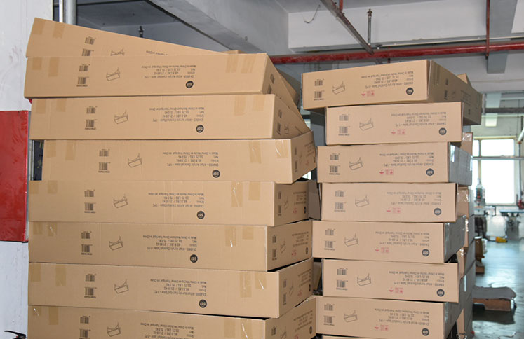 Packaged acrylic furniture boxes in factory warehouse