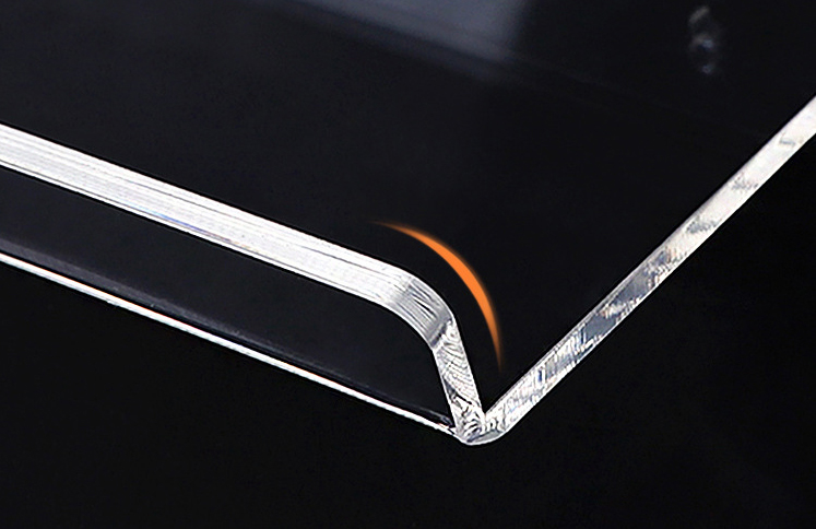 Polished rounded acrylic edge for custom manufacturing