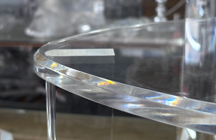 Polished rounded edge clear acrylic tabletop for custom acrylic furniture wholesale