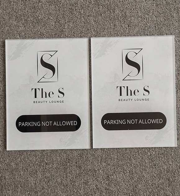 custom clear acrylic no parking sign for the s beauty lounge beauty salon