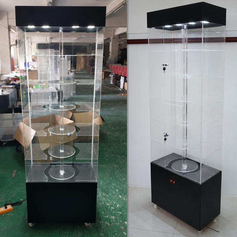rotating-acrylic-display-cabinet-led-lighted-lockable-showcase-with-black-base